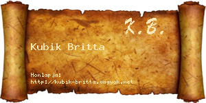 Kubik Britta névjegykártya